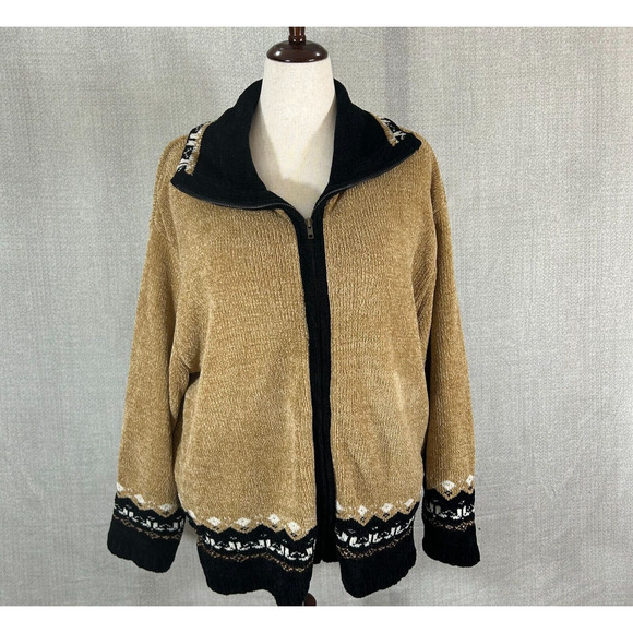 Erika Cardigan Womens 3X Brown Black Aztec Full Zip Long Sleeve Sweater - Picture 1 of 8